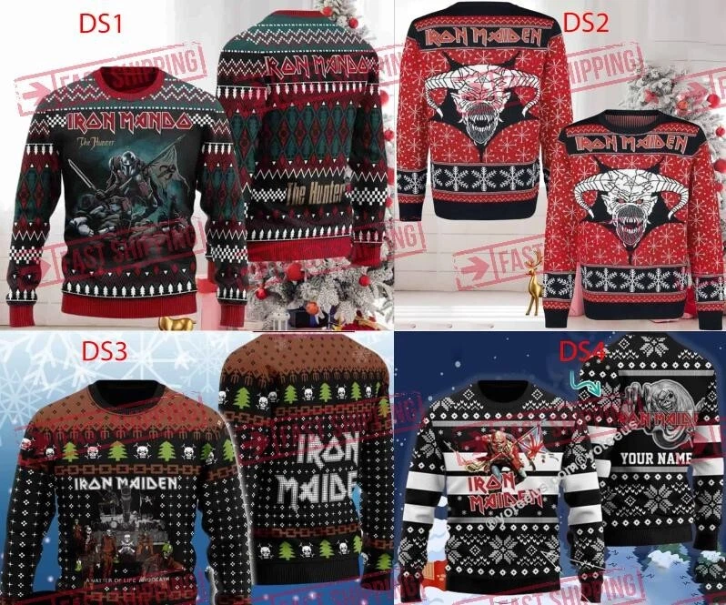 New! Iron Maiden Ugly Sweater Christmas 2024