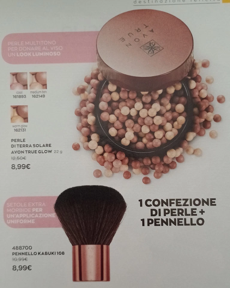 Avon Set Perle di terra solare e pennello kabuki NUOVI - Immagine 3 di 4