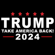 TRUMP 2024 "TAKE AMERICA BACK" BLACK FRIDGE MAGNET 4.25" X 4.25"