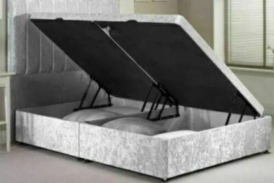 RICHMOND BEDS Crushed Velvet Upholstered Lift Up Storage Ottoman Bed Frame Headboard Mattress