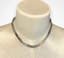 Vintage Silver Tone Choker Collar Cleopatra Bib Minimalist Necklace