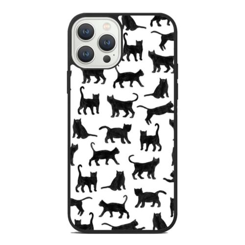 For iPhone SE XS XR Max 5 6 7 8 Plus kitten cat silhouette Pattern Hybrid Covers - Picture 16 of 25