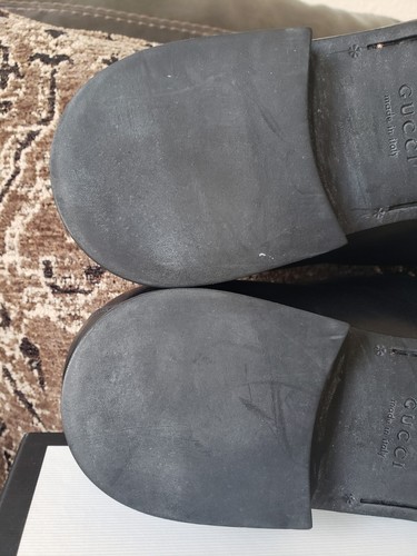 Mocassino abito Gucci nero pelle di vitello metallo argento uomo 11 Regno Unito/12 US $1.200 - Foto 21 di 22