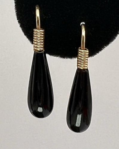 14k Tourmaline Teardrop Dangle Earrings - Picture 2 of 6