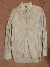 Lacoste Mens Shirt Plaid Check Size 38 Small Long Sleeve Dress