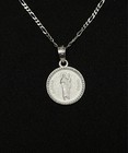 Sterling Silver St. Jude Pendant With 20” Silver Figaro Chain