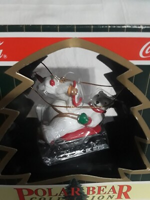 1996 Coca Cola Polar Bear Collection Ornament North Pole Sled Ride. 1997 Release