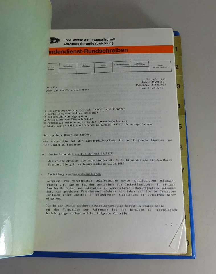 Información De Servicio Técnico Ford Fiesta, Escort, Sierra, SCORPIO 1983-1987 - Imagen 4 de 4