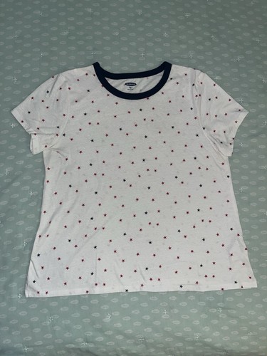 Old Navy T Shirt star print ringer collar red white blue patriotic slim fit XXL - Picture 11 of 14