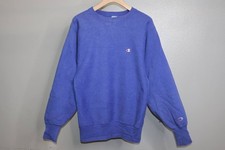 Vintage 90s Champion Reverse Weave Sweatshirt Mens L Blue Made in USA Blank