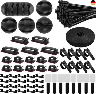 157 Stück Kabelmanagement Set, Cable Management, Cable Holder Set mit 5 Silikon