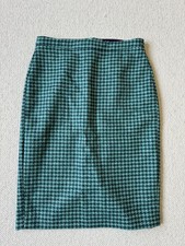 BNWT Pure Collection Green Dogtooth Wool Pencil Skirt, size 10