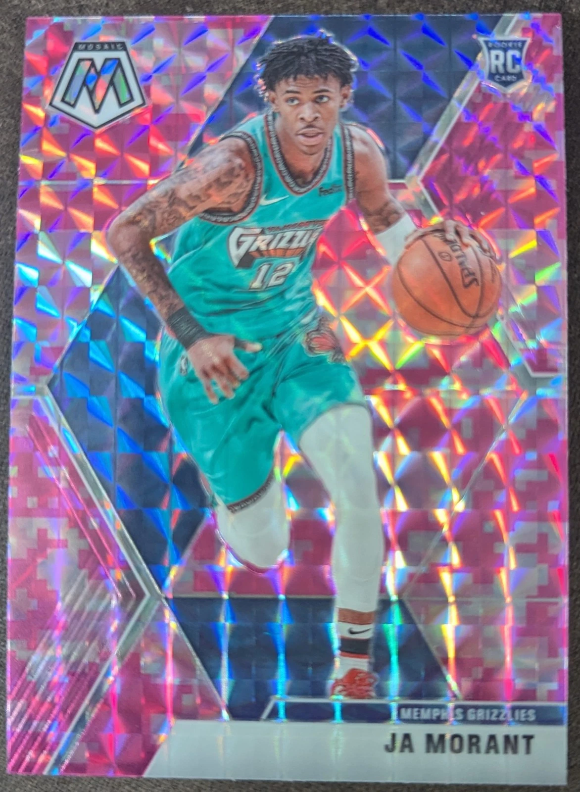 2019/20 Panini Mosaic Ja Morant Rookie #219 Memphis Grizzlies Pink Camo Prizm