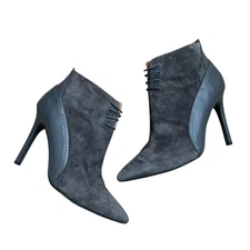 Halston Gray Suede Irene Stiletto Boots Sz 10