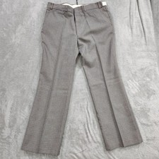 NOS Vtg 60s 70s Pants Flare Leg Polyester Plaid Leisure Suit Hippie Disco 39x32