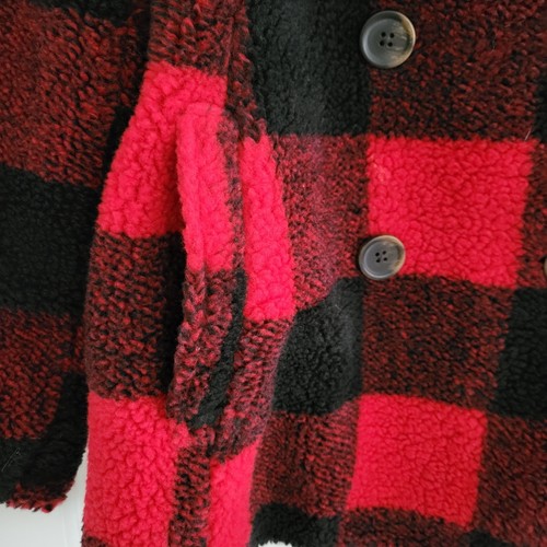 Old Navy Womens Sherpa Coat XTRA SMALL Buffalo Plaid Jacket Lined Soft Outdoor - Picture 4 of 9