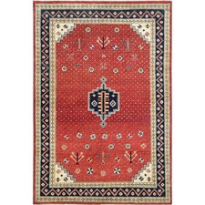4'x5'9" Imperial Red Special Kazak Wool Hand Knotted Oriental Rug R82949