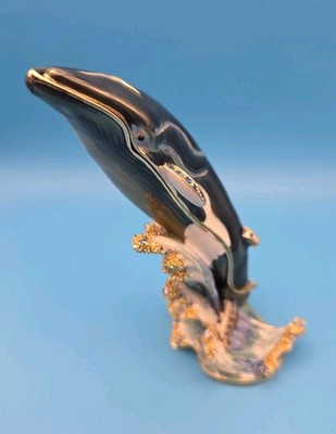 Keren Kopal Breaching Orca Whale Trinket Box WL1272 Crystals Year Unknown