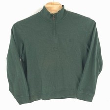 Brooks Brothers Sweater Mens Large Green Solid Quarter Zip Supima Cotton Pulover