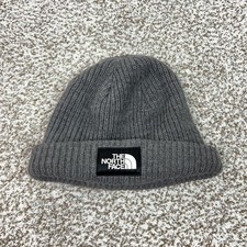 The North Face Hat Beanie Mens One Size Gray Knit Winter Outdoor Casual Hiking