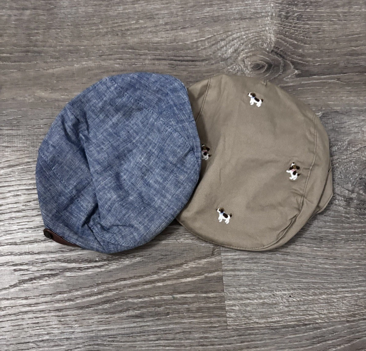 NWOT Janie and Jack 2pc Baby Newsboy Caps 3-6 Months Blue Chambray / Beige Dog
Opens in a new window