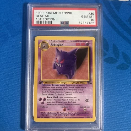 1999 Pokemon Fossil Gengar 1st Edition PSA 10 #20