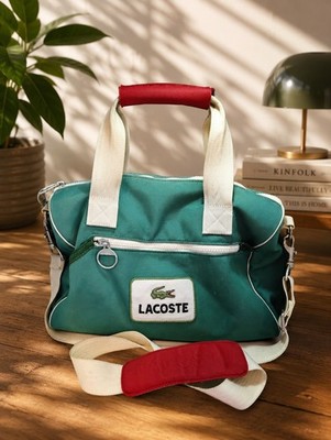 Lacoste Vintage Sport Reisetasche Y2K Grün/Rot Tasche Sporttasche Umhängetasche