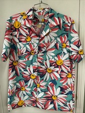 J Crew Secret Wash VIBRANT FLORAL Short Slv Button Up Shirt Men S ORGANIC Cotton