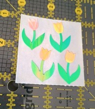 Vintage Stickers Sandylion Tulip Flowers Sticker Mod Pearly Iridescent Opal