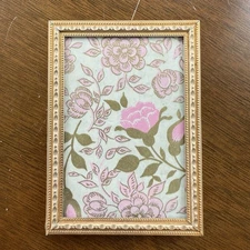 Vtg Ornate Gold Photo Picture Frame Floral Art Moody Easel Cottagecore Mini 2x3