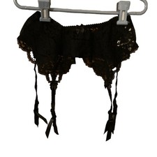 Victoria's Secret Black Lace Bow Garter Belt - Size M/L - NWT