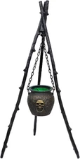 DR.DUDU 4.6ft Outdoor Halloween Decorations Cauldron on Tripod with Black 