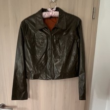 Damen Biker Jacke Gr. 42 schwarz Kunstleder k...