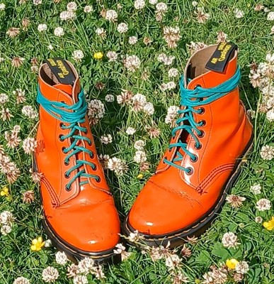 Dr Martens Eye Boots UK Orange 1970s Made in England Vintage