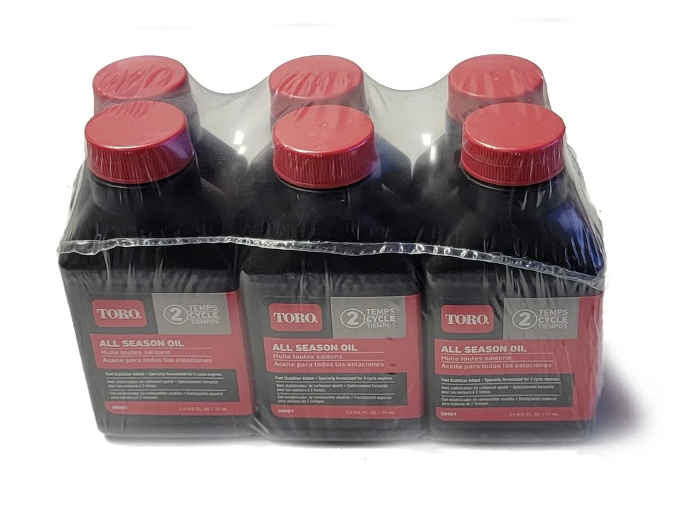 Original Toro OEM PAQUETE DE 6 de aceite para todas las estaciones de 2,6 oz 2 ciclos 38901 (paquete de 6) Foto 2 de 4