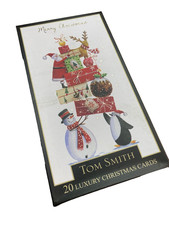 Image of Tom Smith Boxed 20 Luxury Christmas Cards with Envelopes Xmas Greeting Cards