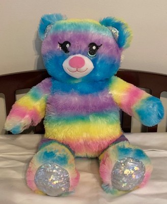 Build A Bear Glitter Rainbow Tye Dye Teddy Bear Stuffed Animal Plush 16  S6