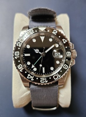PARNIS GMT Automatic, Steril, 40mm, Saphirglas, Keramiklünette, Schwarz