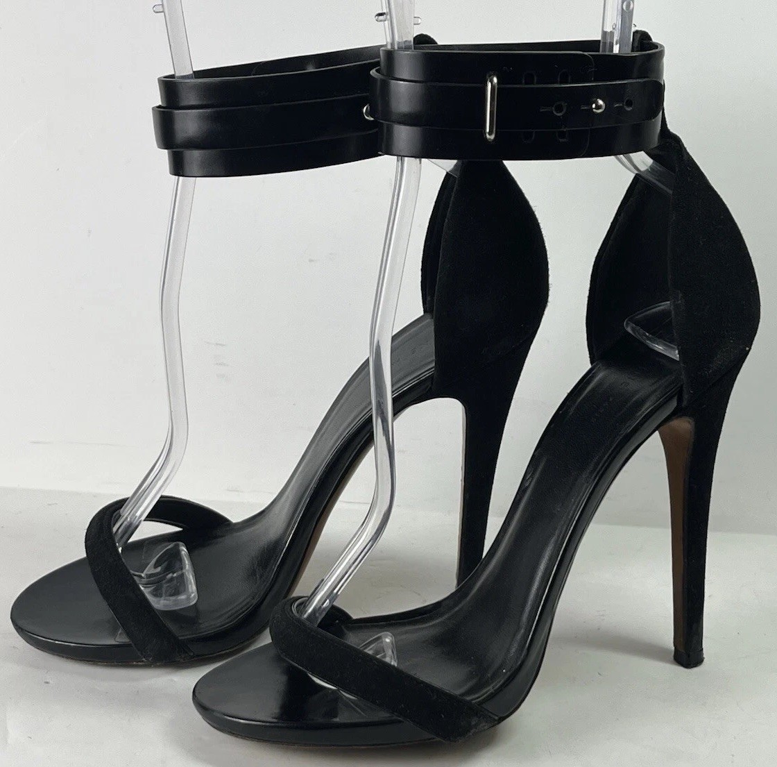 Celine Paris Women Black Leather Suede Ankle Strap Open Toe