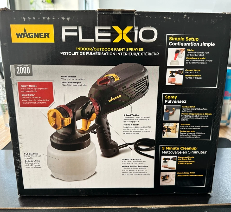 Pulverizador de pintura Wagner Flexio 2000 HVLP con estuche, interior exterior nuevo en caja Foto 2 de 3