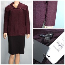 New St John Knits Jacket Size 12 10 Suit Purple Eggplant Blazer Pockets Collar