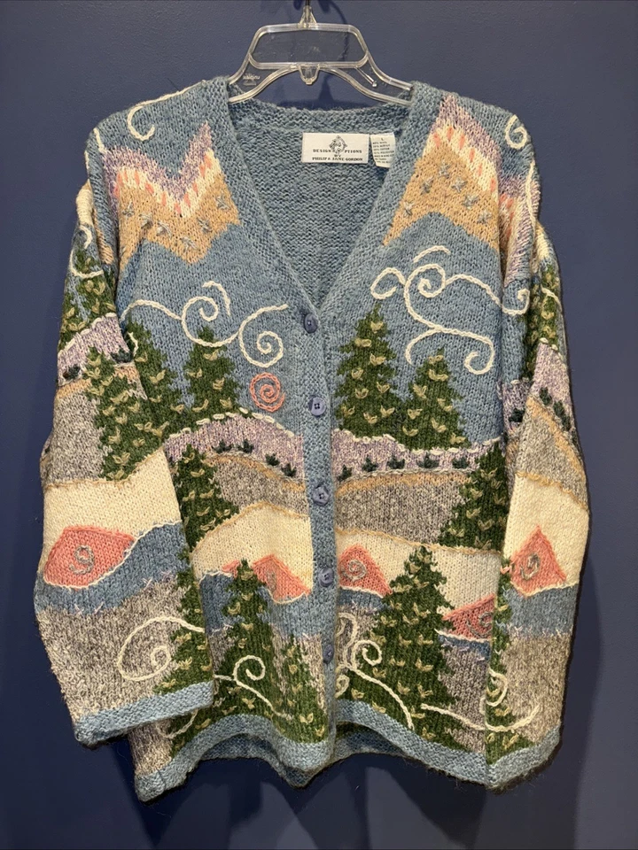 Большой праздничный вязаный вручную кардиган из шерстяной смеси сосна, варианты дизайна Gordon - Изображение 2 из 4
