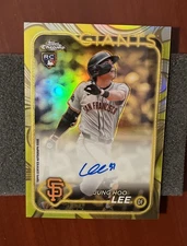 Jung Hoo Lee 2024 Topps Chrome Gilded Yellow Gold Auto /75 Rookie RC Giants