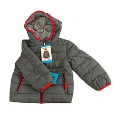 Gerry Kids Lined Bubble Jacket 4T Grey Red Hooded Puffer Winter Coat