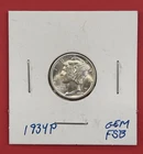 1934 P Mercury Silver Dime, Choice to Gem Uncirculated, FSB.