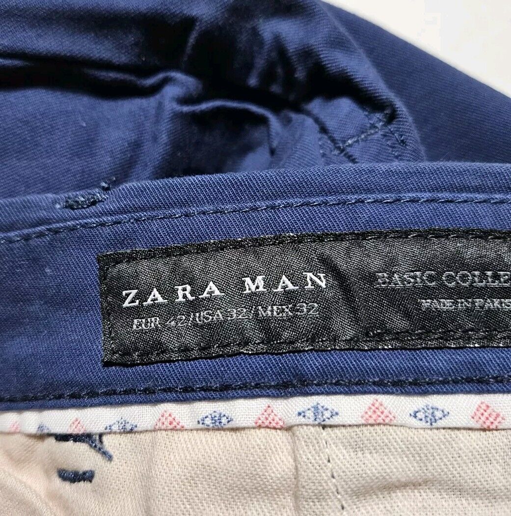 Zara Man Basic Collection Navy Blue Slim-Fit Chin… - image 6