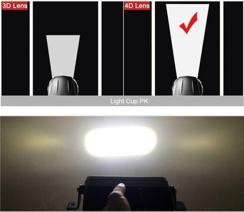 4D Lens Single Row Slim Off-road LED Work Light Bar for ATV SUV 4X4 Car Truck - Picture 5 of 43