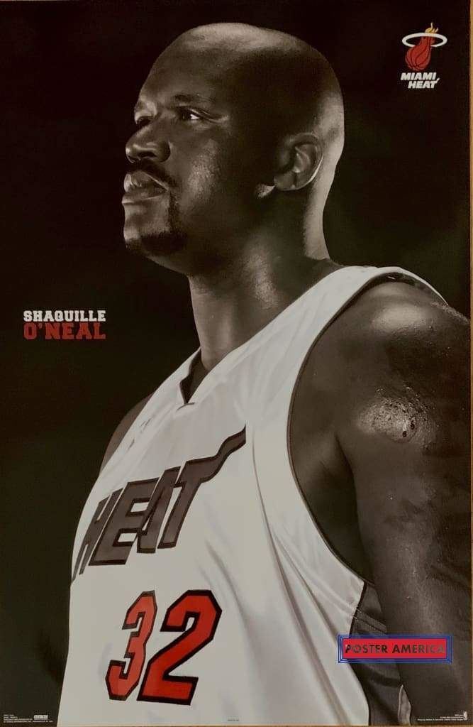 NBA シャキールオニール　Shaquille O'Neal SHAQ HEAT Shaquille O'neal Miami Heat Official NBA 2004 Poster 22.5 X