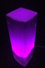 11.5" Rectangular Selenite Lamp LED Color Selenite Tower Lamp Crystal Log Reiki.