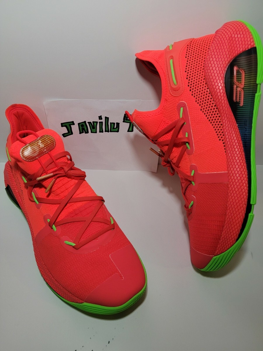 NEW Under Armour Curry 6 Roaracle Rocket Red/Green Men's NEW Under Armour Curry 6 Roaracle Rocket Red/Green Men's